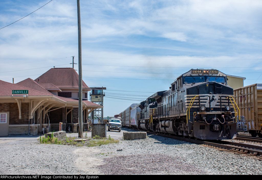 172 departs Danville past the old Southern Railway Depot 